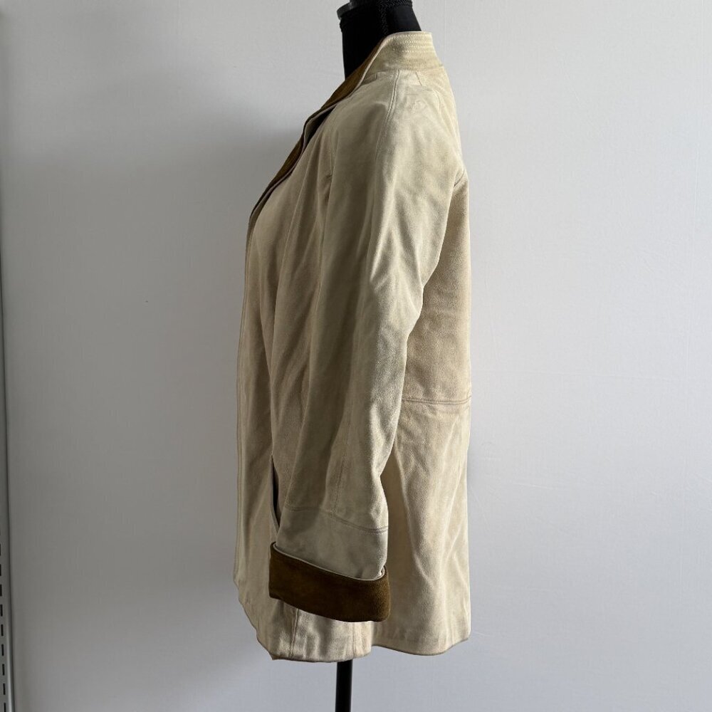 Vintage 80s JORDACHE Suede Leather Beige Jacket XS/S - Picture 6 of 16